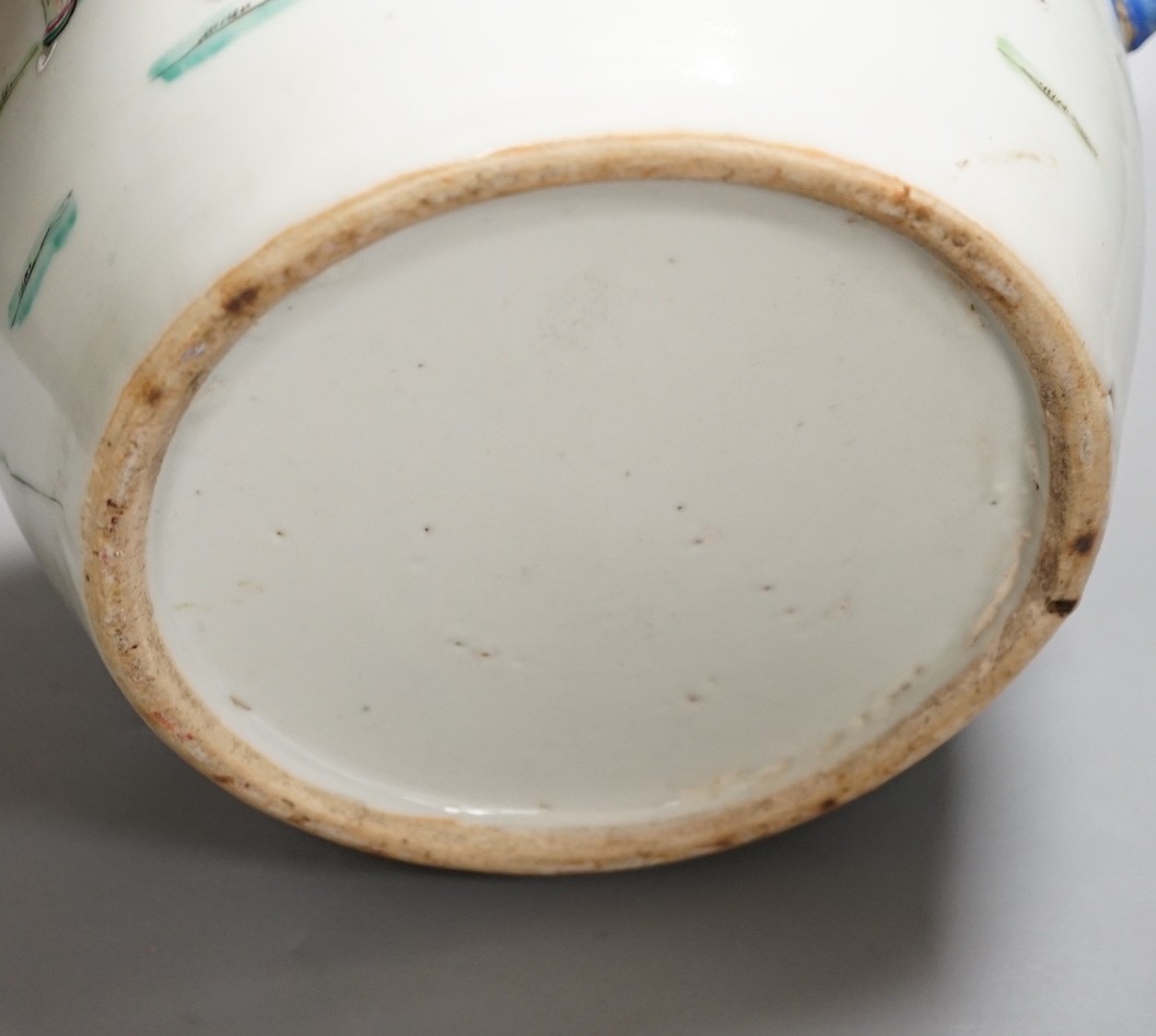 A 19th century Chinese famille rose lidded jar - 23cm high